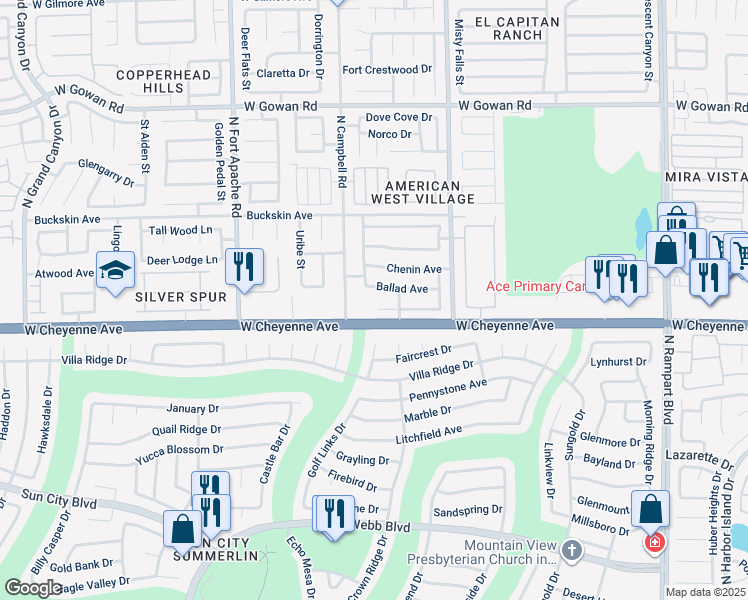 map of restaurants, bars, coffee shops, grocery stores, and more near 9120 Dolente Avenue in Las Vegas