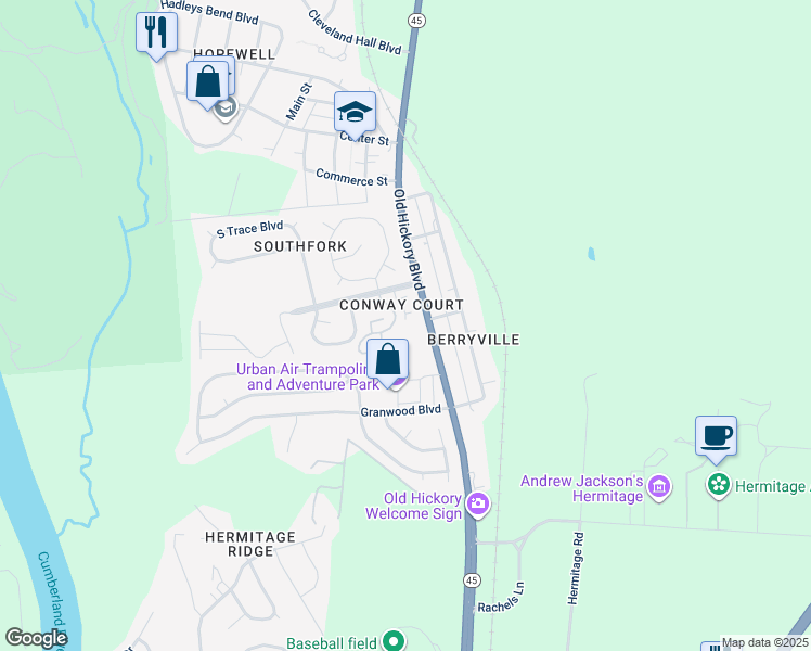 map of restaurants, bars, coffee shops, grocery stores, and more near 4611 Conway Court in Nashville