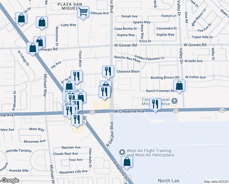 map of restaurants, bars, coffee shops, grocery stores, and more near 185 Donnie Avenue in Las Vegas