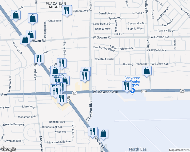 map of restaurants, bars, coffee shops, grocery stores, and more near 3318 North Decatur Boulevard in Las Vegas