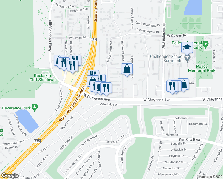 map of restaurants, bars, coffee shops, grocery stores, and more near 10413 Turning Leaf Avenue in Las Vegas