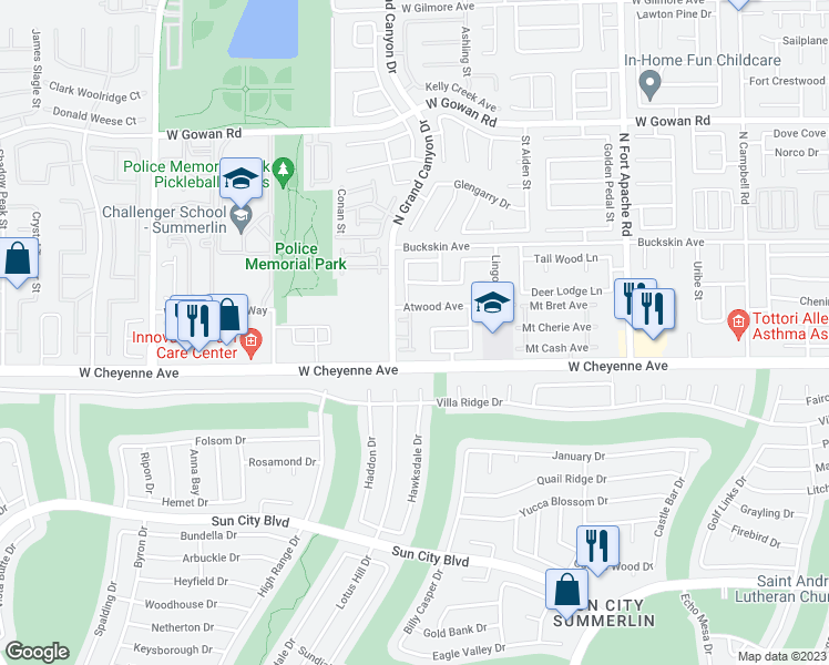 map of restaurants, bars, coffee shops, grocery stores, and more near 3242 Mystic Ridge Court in Las Vegas