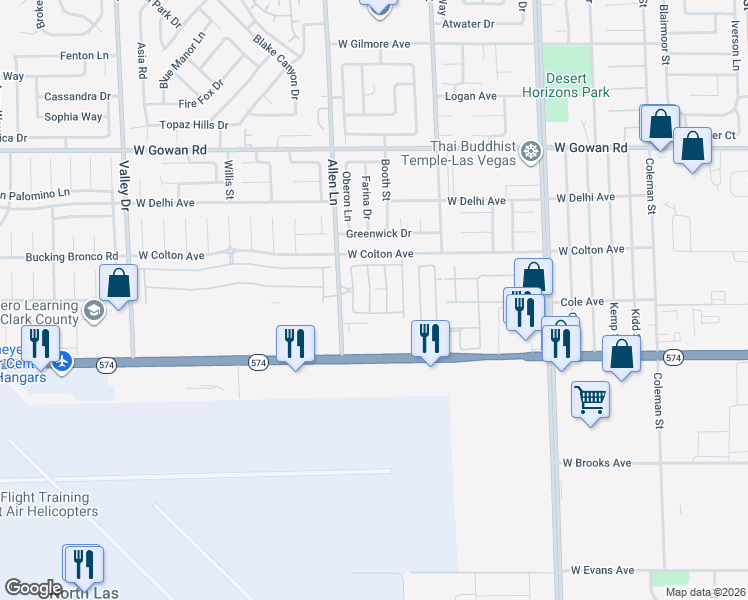 map of restaurants, bars, coffee shops, grocery stores, and more near 3254 Gold Run Street in North Las Vegas