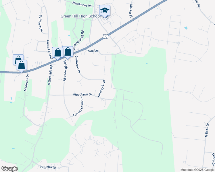 map of restaurants, bars, coffee shops, grocery stores, and more near 202 Hickory Trace in Mt. Juliet