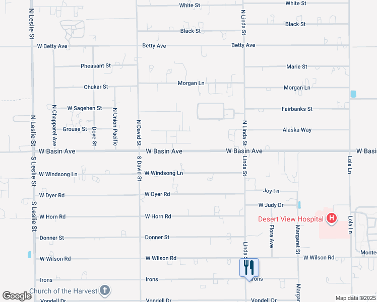 map of restaurants, bars, coffee shops, grocery stores, and more near 1300 West Basin Avenue in Pahrump