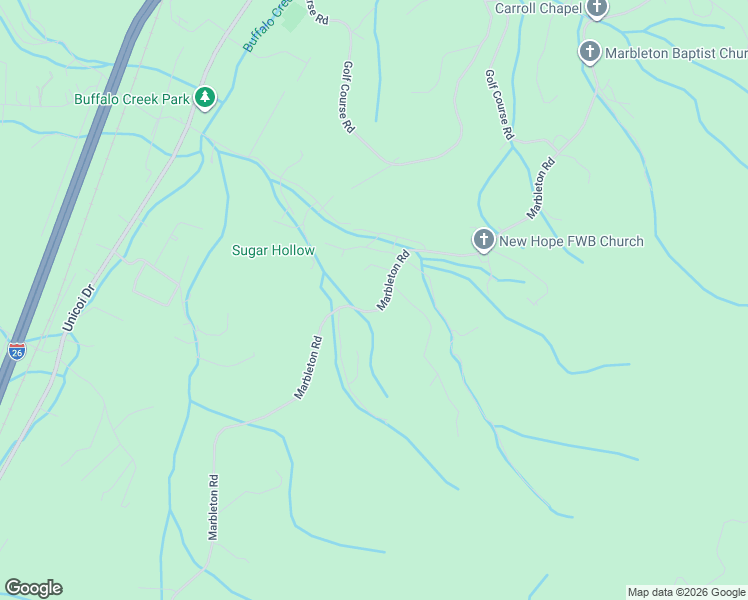 map of restaurants, bars, coffee shops, grocery stores, and more near 1024 Marbleton Road in Unicoi