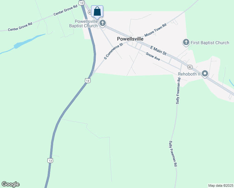 map of restaurants, bars, coffee shops, grocery stores, and more near North Street in Ahoskie