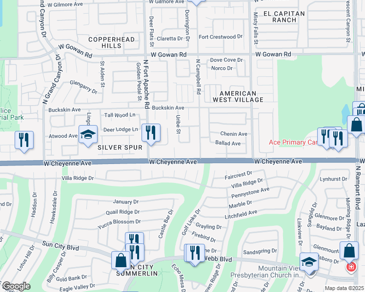 map of restaurants, bars, coffee shops, grocery stores, and more near in Las Vegas