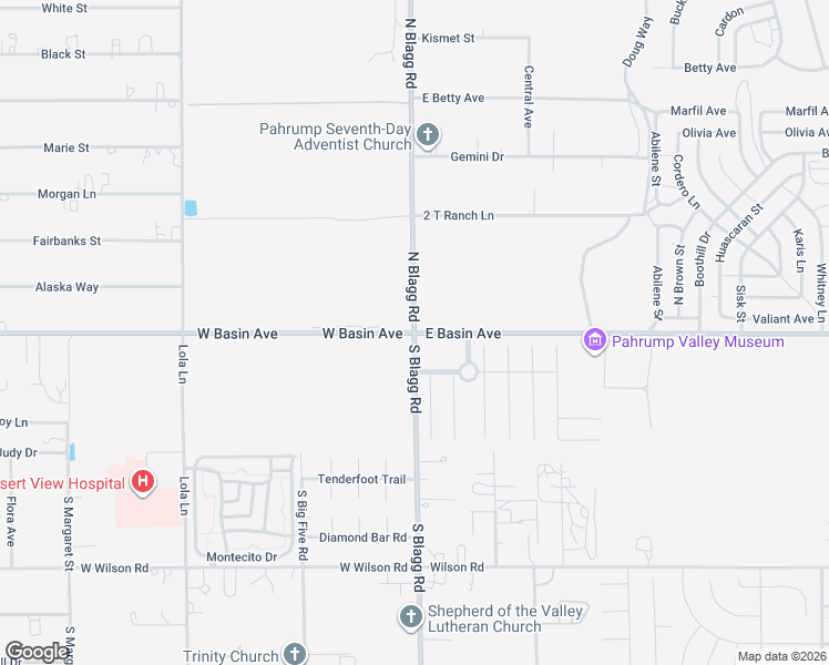 map of restaurants, bars, coffee shops, grocery stores, and more near 2 North Blagg Road in Pahrump