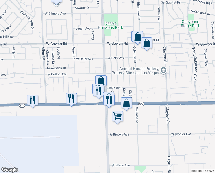 map of restaurants, bars, coffee shops, grocery stores, and more near 3304 Simmons Street in North Las Vegas