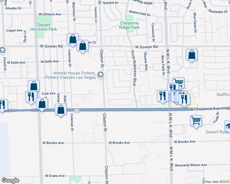 map of restaurants, bars, coffee shops, grocery stores, and more near 1910 Grand Prairie Avenue in North Las Vegas