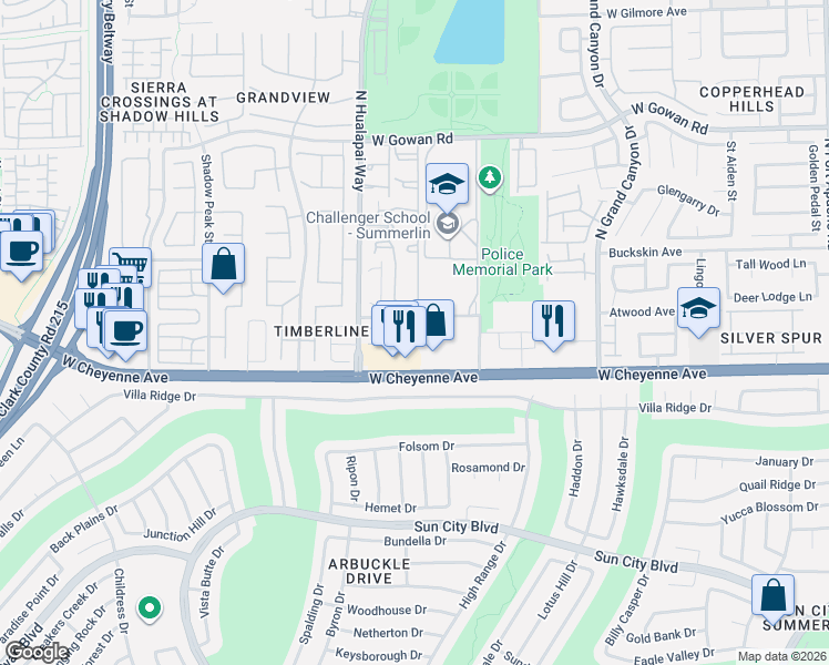 map of restaurants, bars, coffee shops, grocery stores, and more near 10030 West Cheyenne Avenue in Las Vegas