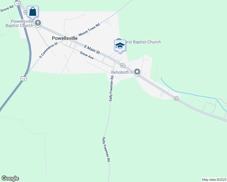 map of restaurants, bars, coffee shops, grocery stores, and more near 127 Sally Freeman Road in Colerain