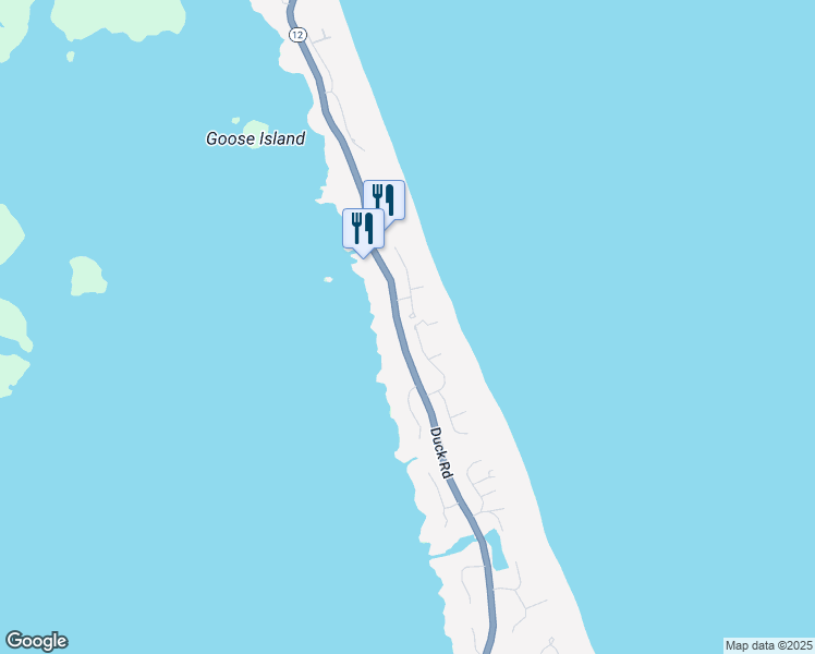 map of restaurants, bars, coffee shops, grocery stores, and more near 133 Martin Lane in Kitty Hawk