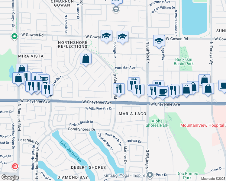 map of restaurants, bars, coffee shops, grocery stores, and more near 3300 Moon River Street in Las Vegas