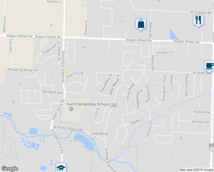 map of restaurants, bars, coffee shops, grocery stores, and more near 3859 Chesapeake Street in Springdale