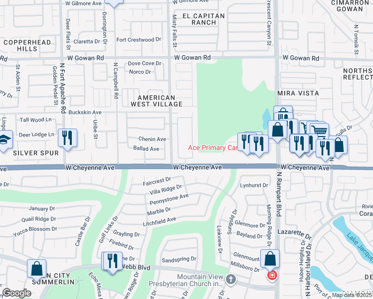 map of restaurants, bars, coffee shops, grocery stores, and more near 3221 Epson Street in Las Vegas