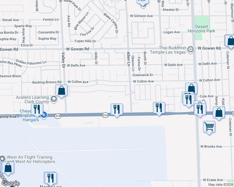 map of restaurants, bars, coffee shops, grocery stores, and more near 3813 Juanita May Avenue in North Las Vegas