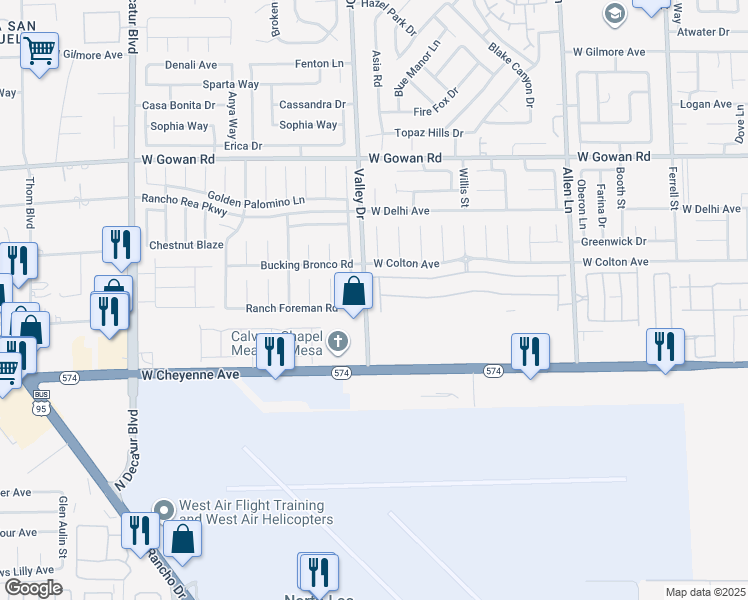 map of restaurants, bars, coffee shops, grocery stores, and more near 3333 Nicki Cometa Street in North Las Vegas
