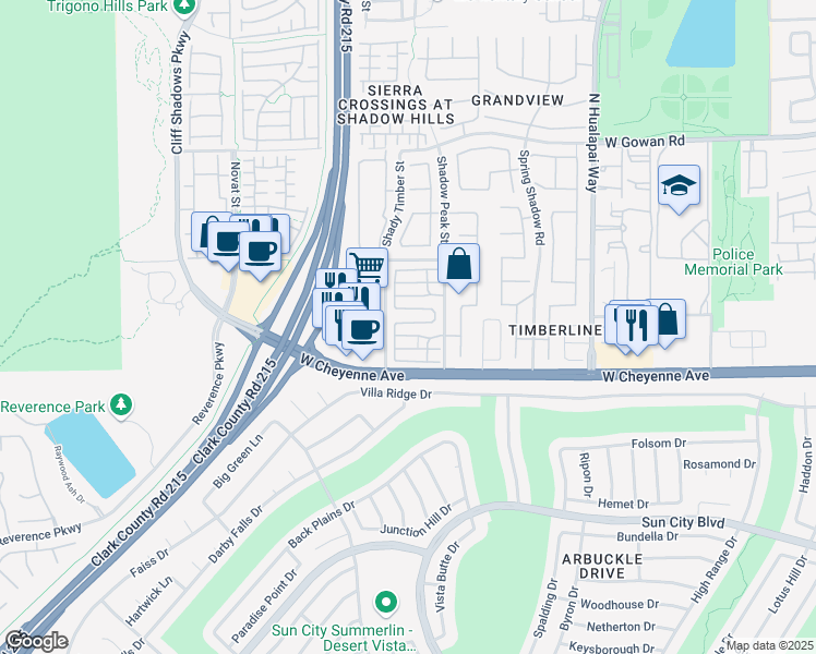 map of restaurants, bars, coffee shops, grocery stores, and more near 10409 Bent Willow Avenue in Las Vegas