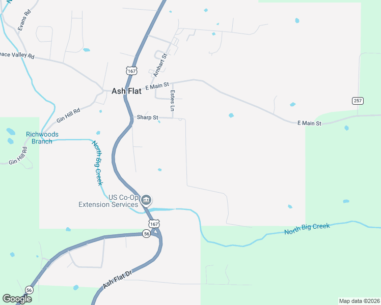map of restaurants, bars, coffee shops, grocery stores, and more near 42 Martin Street in Ash Flat