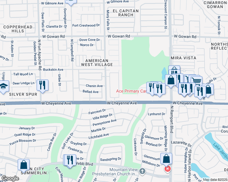map of restaurants, bars, coffee shops, grocery stores, and more near 3236 Cheltenham Street in Las Vegas