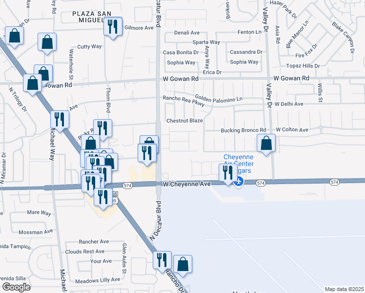 map of restaurants, bars, coffee shops, grocery stores, and more near 3318 North Decatur Boulevard in Las Vegas