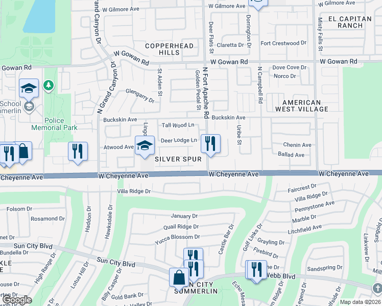 map of restaurants, bars, coffee shops, grocery stores, and more near 9333 Deer Lodge Lane in Las Vegas