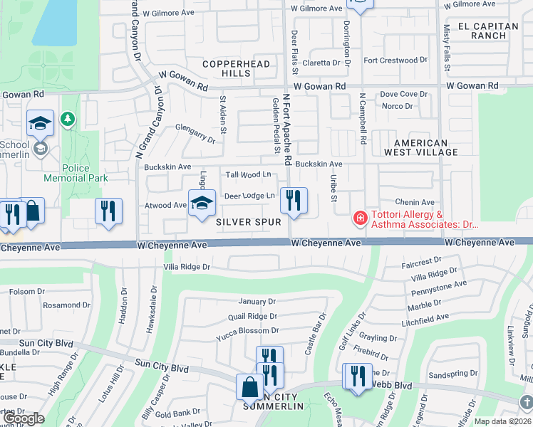 map of restaurants, bars, coffee shops, grocery stores, and more near 9300 Mount Cherie Avenue in Las Vegas