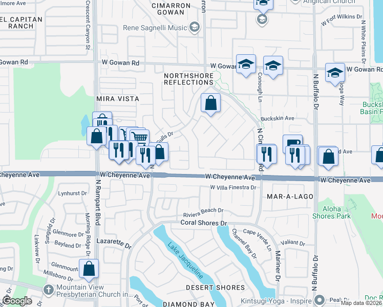 map of restaurants, bars, coffee shops, grocery stores, and more near 3232 Cotswold Street in Las Vegas