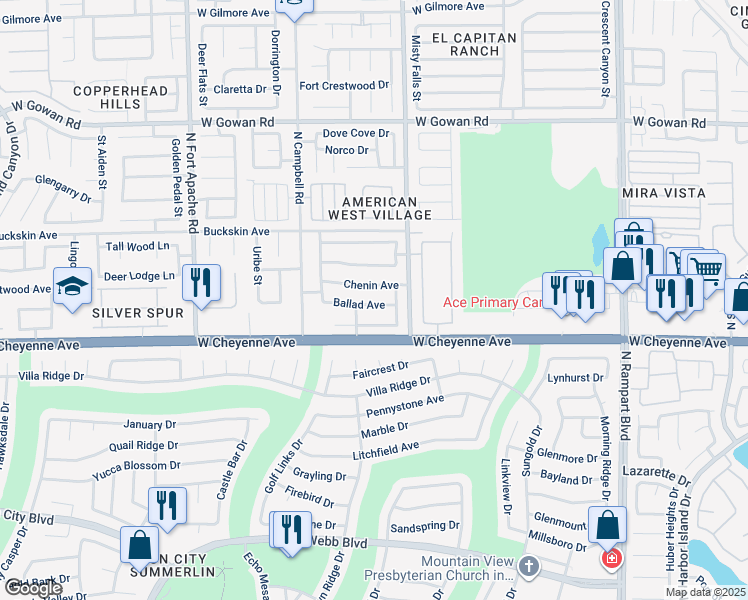 map of restaurants, bars, coffee shops, grocery stores, and more near 9008 Ballad Avenue in Las Vegas