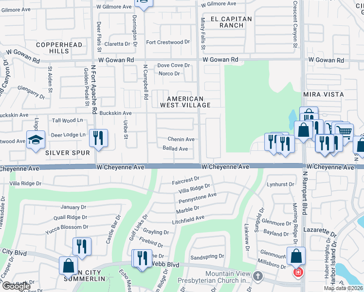 map of restaurants, bars, coffee shops, grocery stores, and more near 9020 Chenin Avenue in Las Vegas