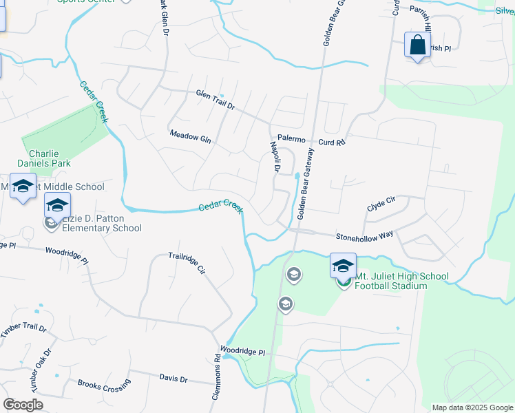 map of restaurants, bars, coffee shops, grocery stores, and more near 5456 Pisano Street in Mt. Juliet