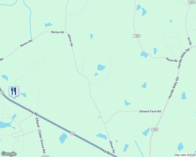 map of restaurants, bars, coffee shops, grocery stores, and more near 8306 White Oak Farm Road in Cedar Grove