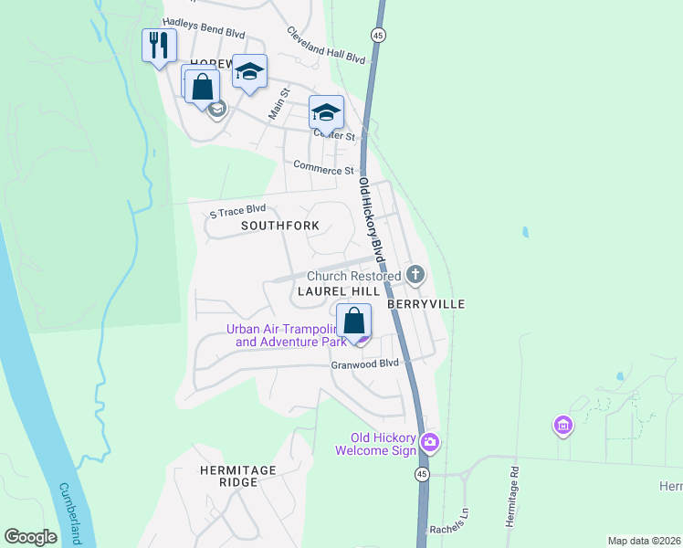 map of restaurants, bars, coffee shops, grocery stores, and more near 4332 Brackenwood Drive in Nashville