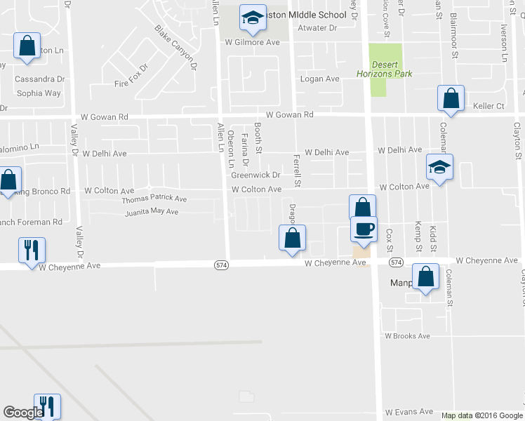 map of restaurants, bars, coffee shops, grocery stores, and more near 3306 Bridge House in North Las Vegas