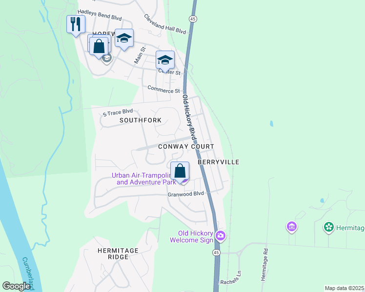 map of restaurants, bars, coffee shops, grocery stores, and more near 4604 Conway Court in Nashville