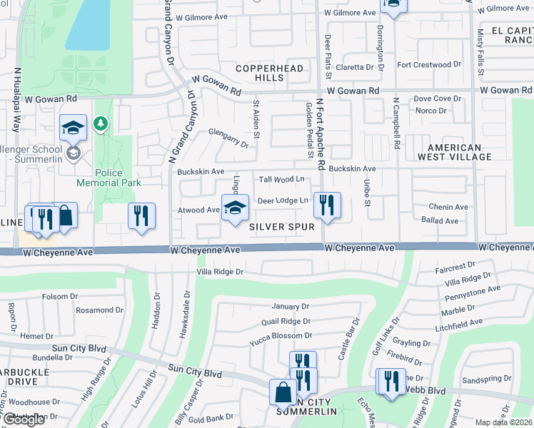 map of restaurants, bars, coffee shops, grocery stores, and more near in Las Vegas