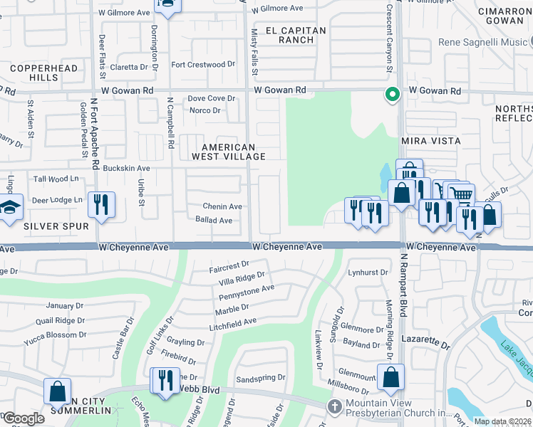 map of restaurants, bars, coffee shops, grocery stores, and more near 3250 Cheltenham Street in Las Vegas
