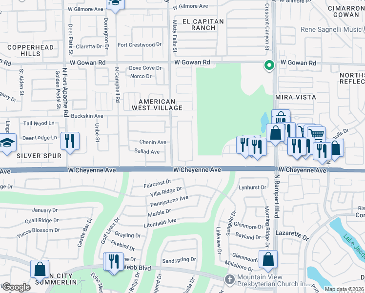 map of restaurants, bars, coffee shops, grocery stores, and more near 3250 Cheltenham Street in Las Vegas