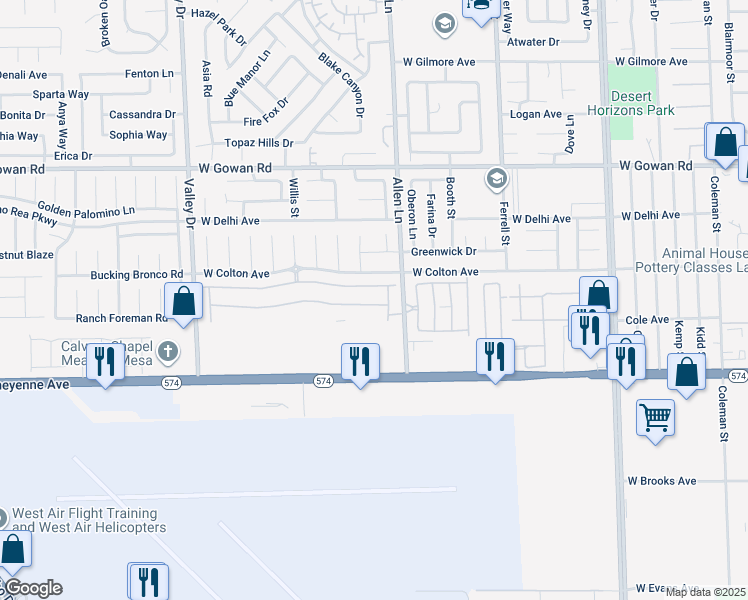 map of restaurants, bars, coffee shops, grocery stores, and more near 3729 Thomas Patrick Avenue in North Las Vegas