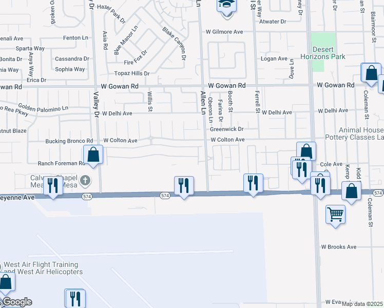 map of restaurants, bars, coffee shops, grocery stores, and more near 3729 Thomas Patrick Avenue in North Las Vegas