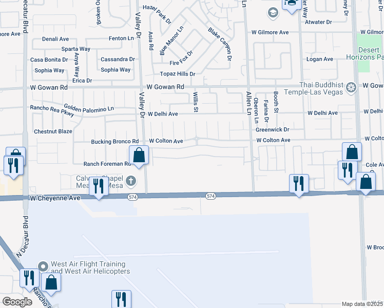 map of restaurants, bars, coffee shops, grocery stores, and more near 4029 Thomas Patrick Avenue in North Las Vegas