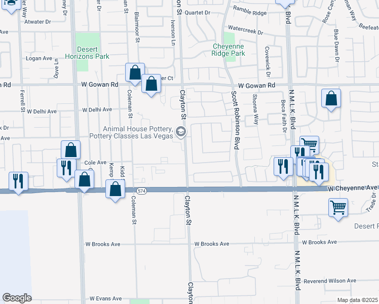 map of restaurants, bars, coffee shops, grocery stores, and more near 3323 Outlook Point Street in North Las Vegas