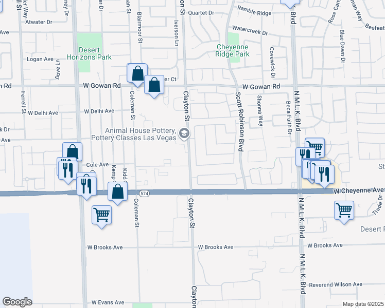map of restaurants, bars, coffee shops, grocery stores, and more near 3323 Outlook Point Street in North Las Vegas