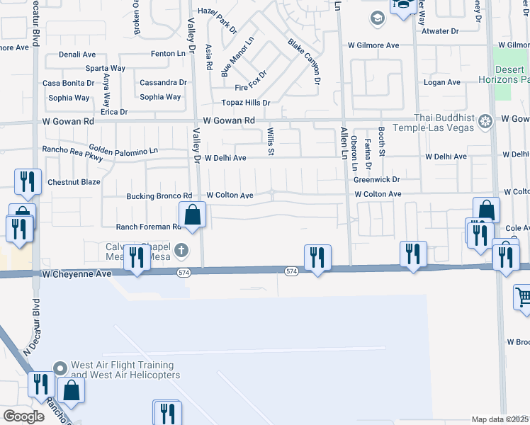 map of restaurants, bars, coffee shops, grocery stores, and more near 4029 Thomas Patrick Avenue in North Las Vegas