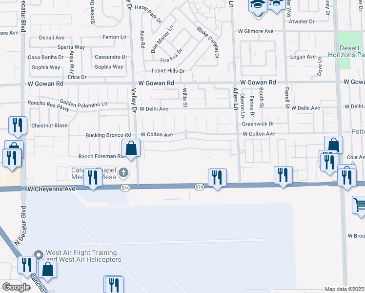 map of restaurants, bars, coffee shops, grocery stores, and more near 4029 Thomas Patrick Avenue in North Las Vegas
