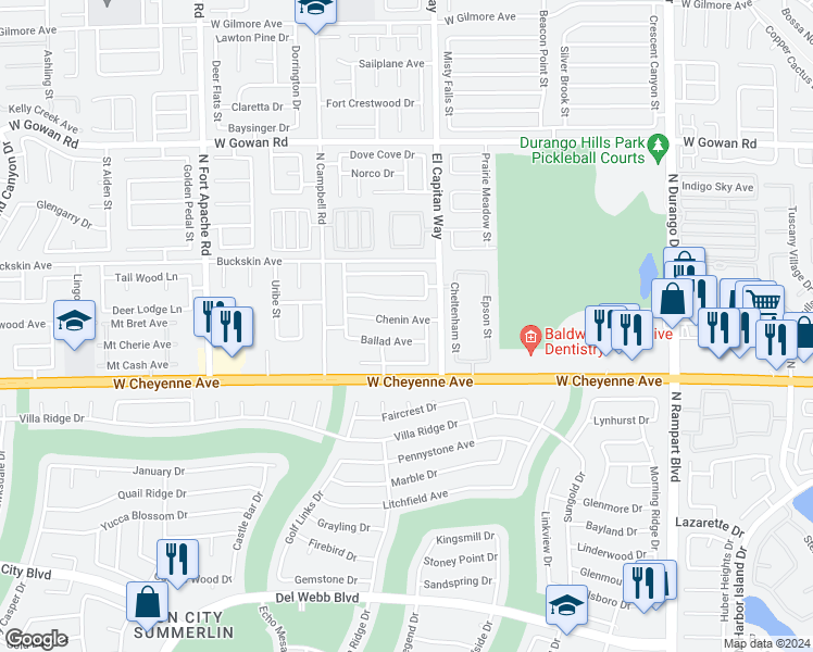 map of restaurants, bars, coffee shops, grocery stores, and more near 9005 Chenin Avenue in Las Vegas
