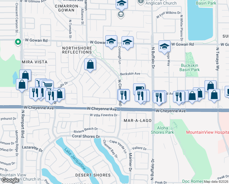 map of restaurants, bars, coffee shops, grocery stores, and more near 3325 Moon River Street in Las Vegas