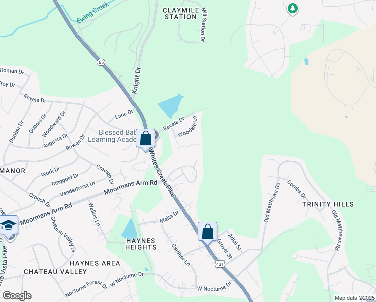 map of restaurants, bars, coffee shops, grocery stores, and more near 2526 Highland Trace Drive in Nashville